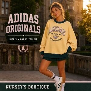 Adidas Originals Womens S Oversized Collegiate Chenille Crew Sweatshirt